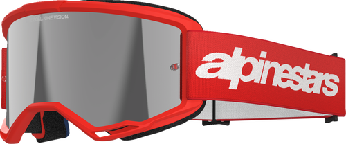 Alpinestars Vision 3 Wordmark Goggles - Red - Silver Mirror