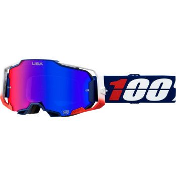 100% Armega MX of Nations Hiper Red/Blue Mirror Goggle