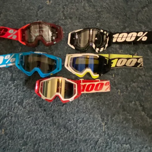 100% Goggles Lot 5 Pairs 