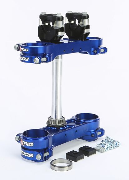 NEW Xtrig triple clamps with bar mounts BLUE 22mm offset