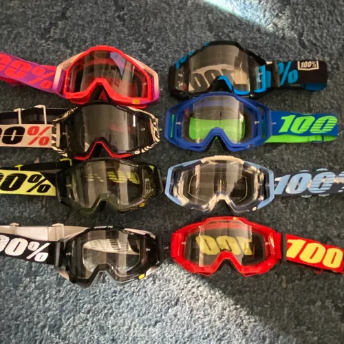 100% Goggles Lot 8 Pairs Total