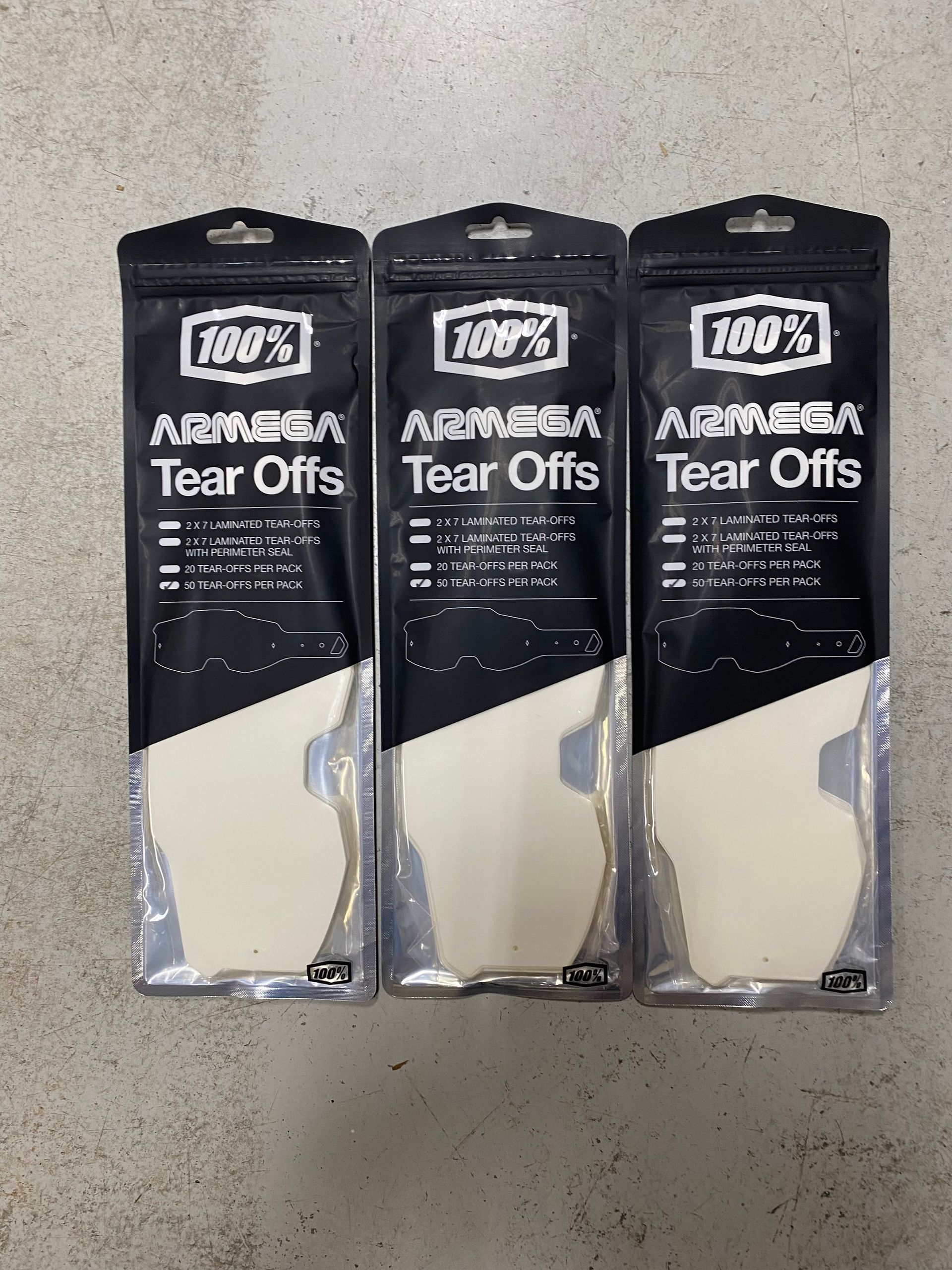 3- Packs 100% Armega Tearoffs 50 Per Pack 