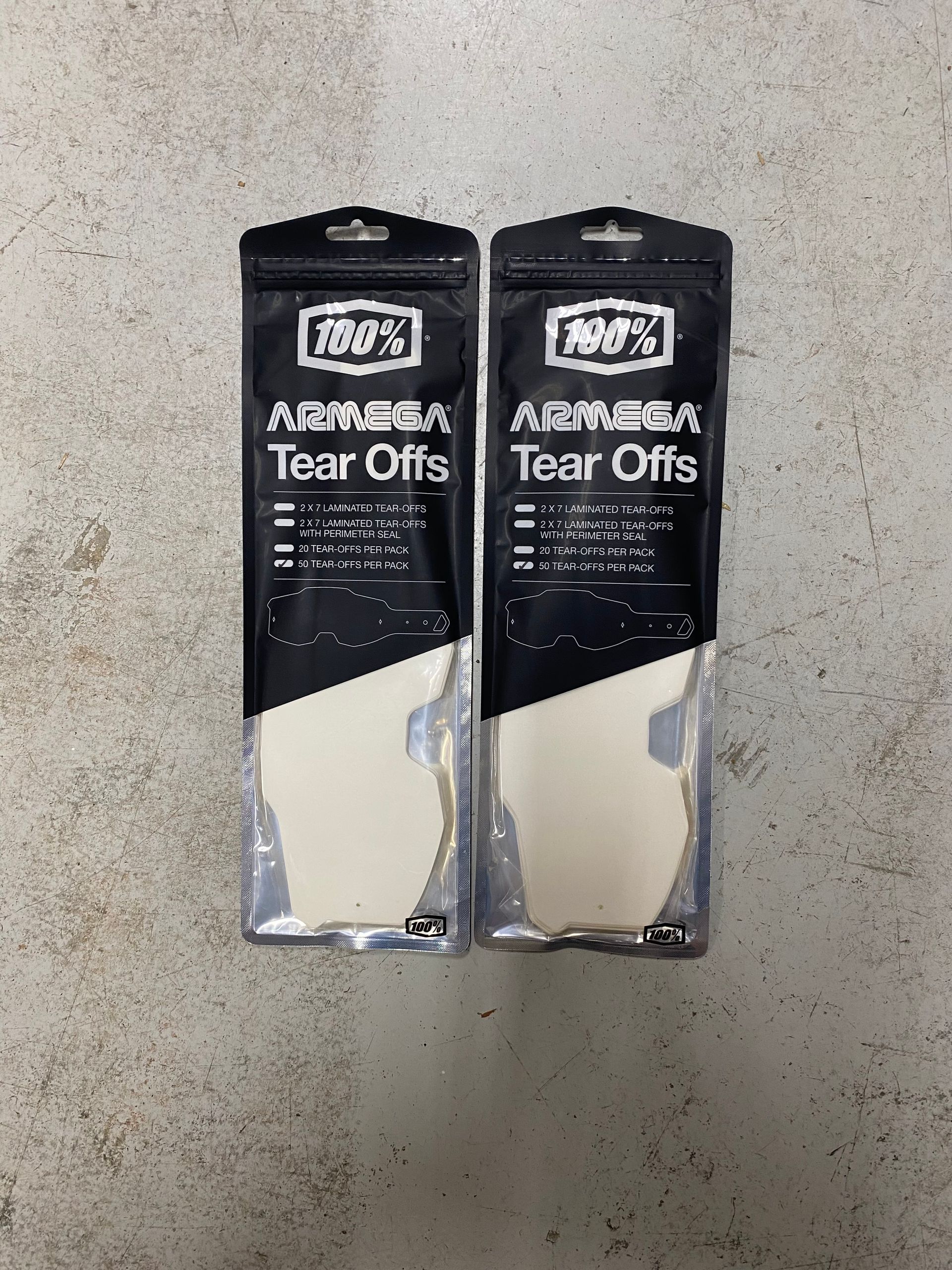 2- 100% Armega 50 Pack Tearoffs 