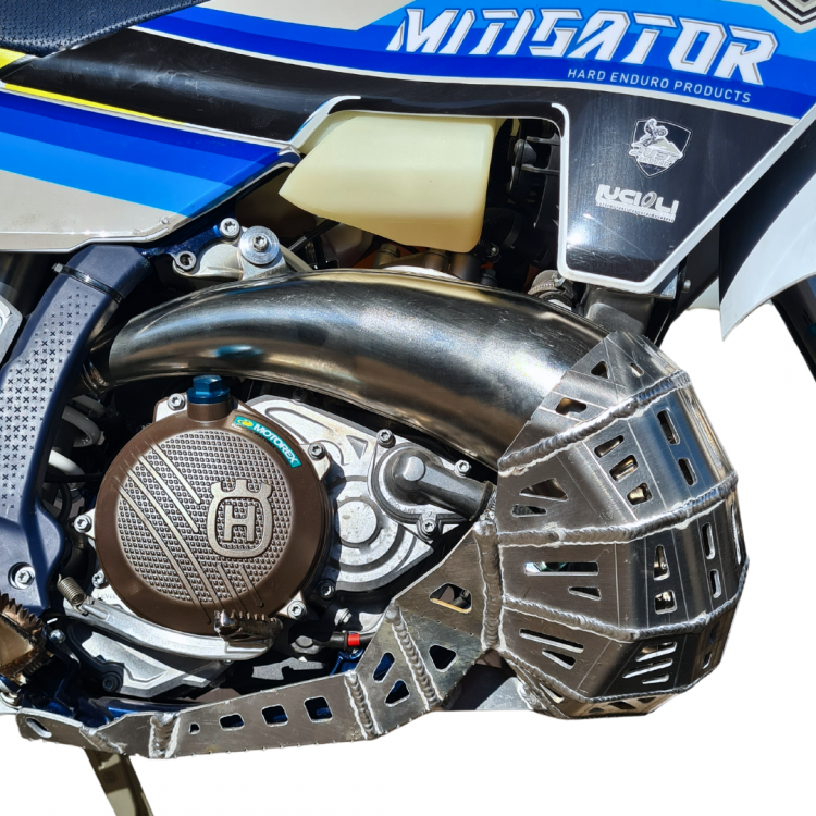 Black Mitigator KTM, HUSKY 2 stroke Skid Plate with Pipe Guard
