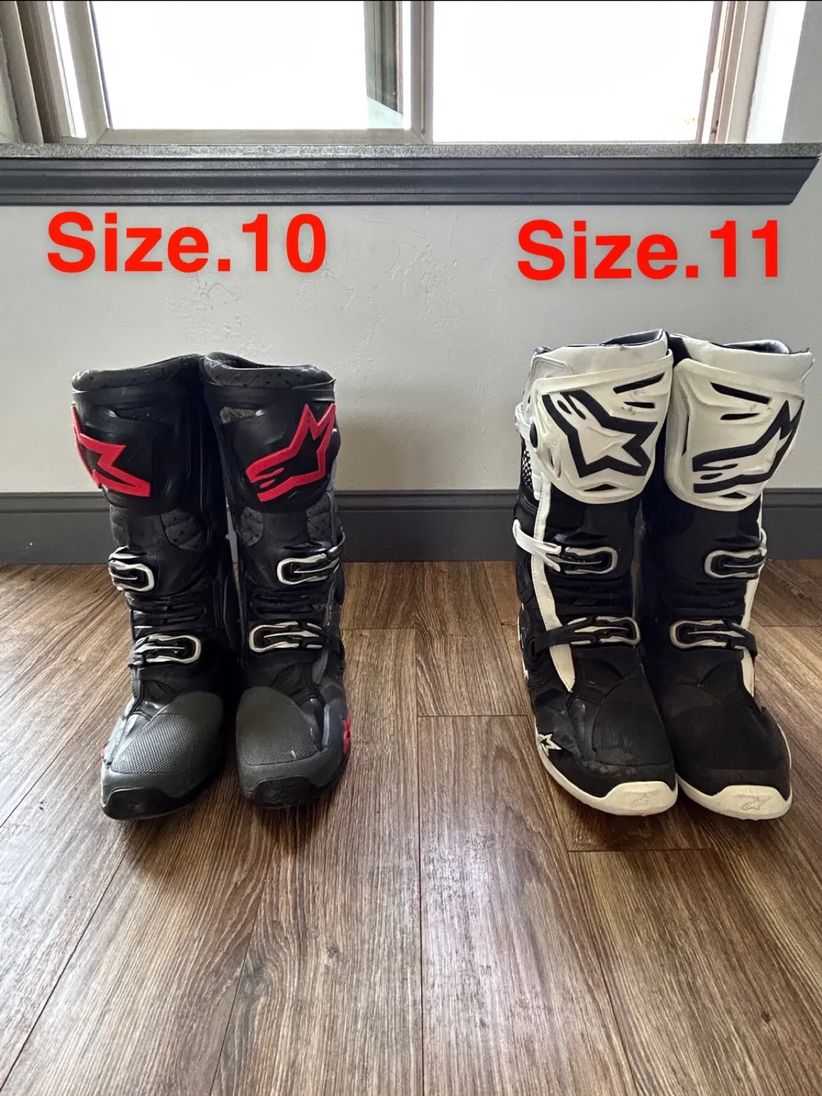 Alpinestar Tech 10's.(black and White, Size 11. Black And Red, Size