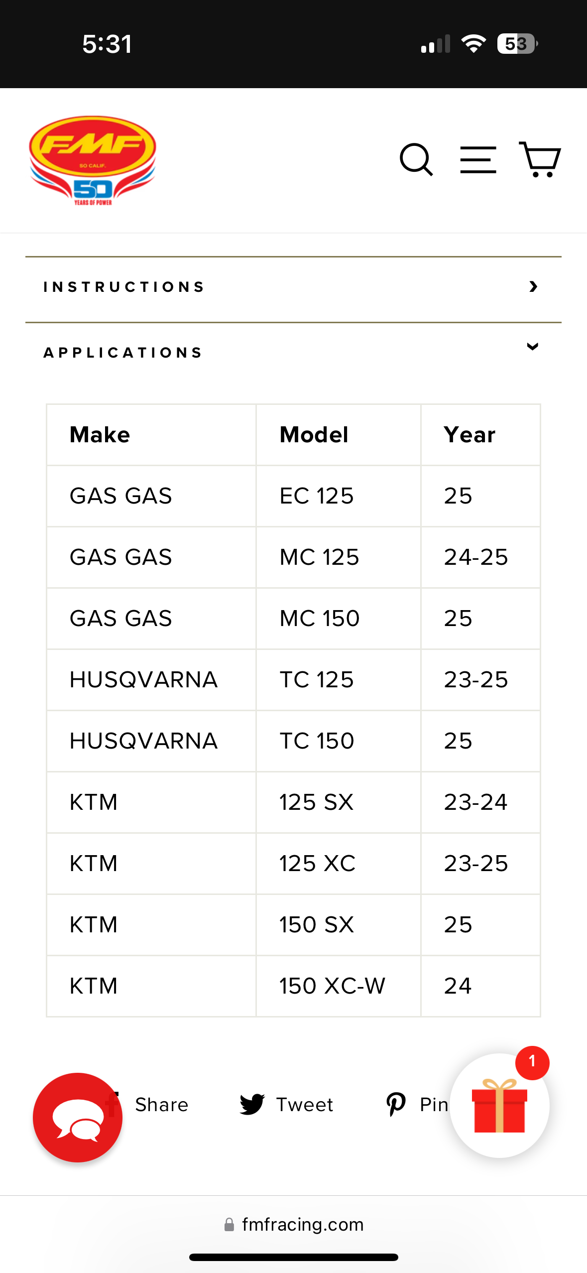 KTM Fmf Turbincore Shortened 