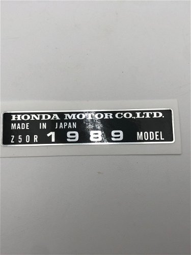 1989 Honda Z50R Frame Year Decal