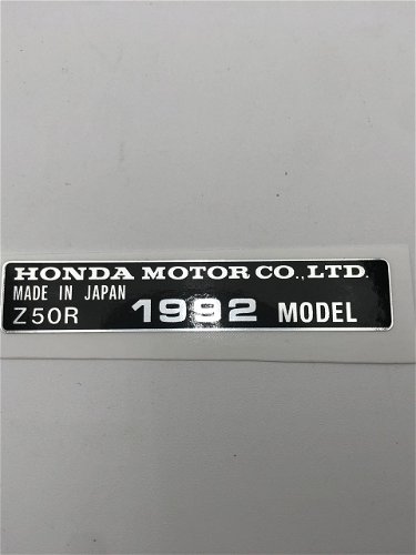 1992 Honda Z50R Frame Year Decal