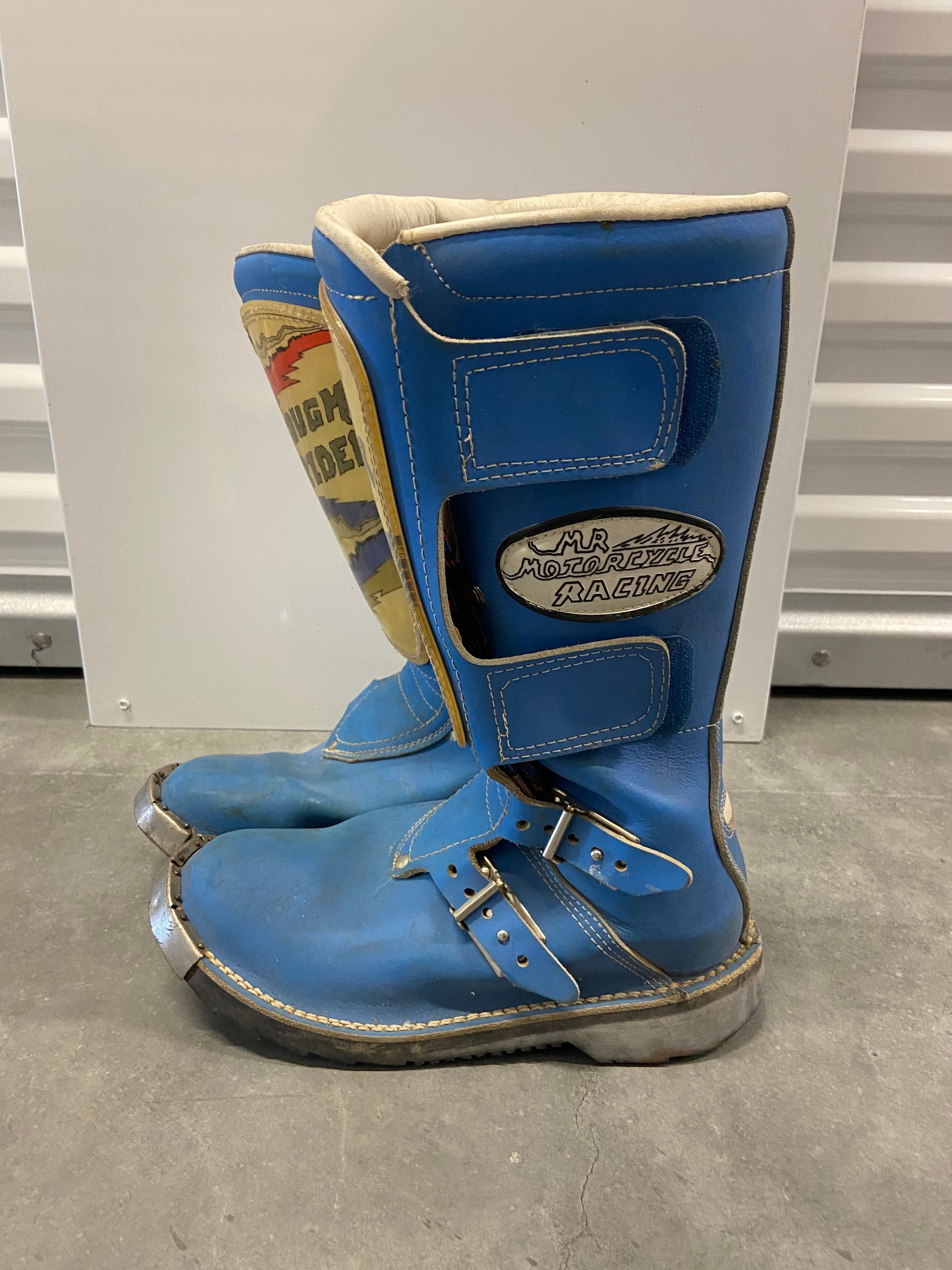 Retro Motocross Boots Mr. Motorcycle Racing blue Pre owned Size 6