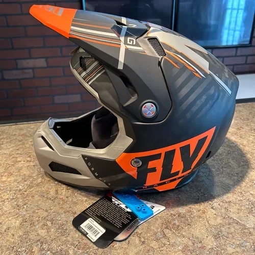 FLY RACING Vector Matte Org/Grey/Blk Formula Carbon Helmet Adult Large Moto ATV