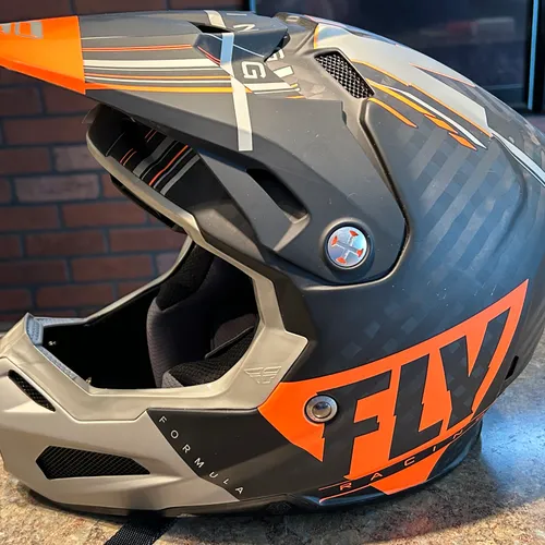 FLY RACING Vector Matte Org/Grey/Blk Formula Carbon Helmet Adult Large ...