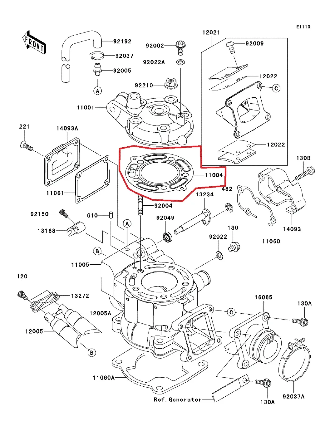GENUINE OEM KAWASAKI KX100 CYLINDER HEAD GASKET 2014 2015 2016 2017 2018 2019-21
