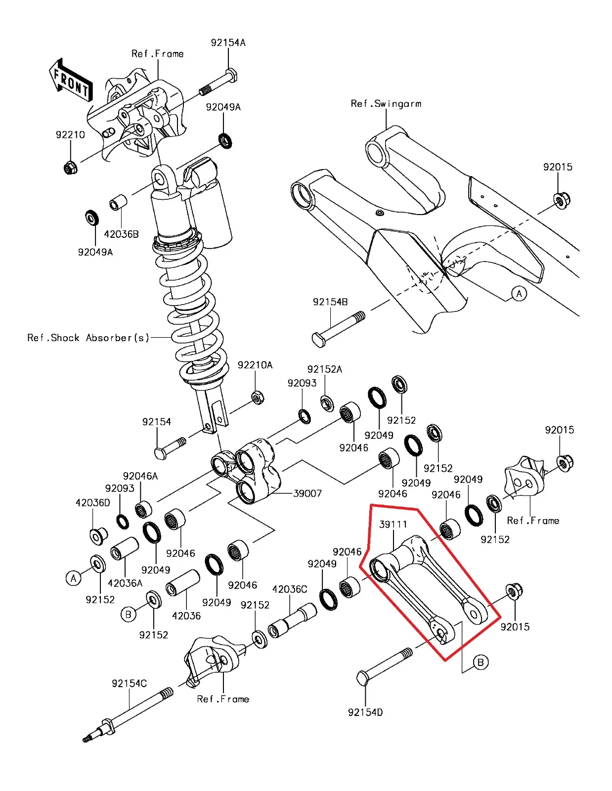 GENUINE KAWASAKI KX250F KX250 REAR SHOCK LINKAGE CONNECTING TIE ROD LINK 2017-20