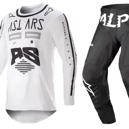 ALPINESTARS RACER FOUND JERSEY WHITE LG / RACER FOUND PANTS BLACK 34