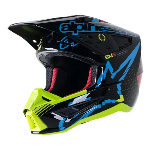 2023 Alpinestars SM5 Action Helmet Black/Cyan/Yellow Fluo Gl