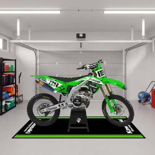 Motorcycle Pit Garage Floor Mat Carpet Kawasaki Racing Team