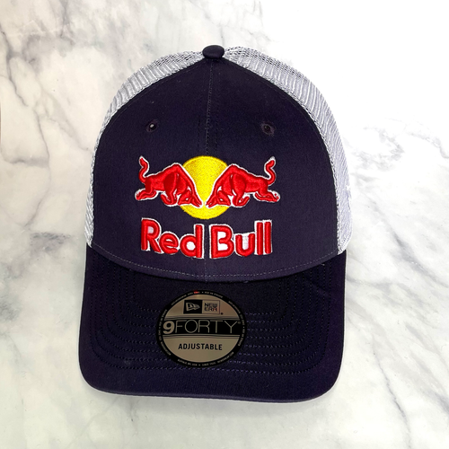 New Era 2024 Red Bull Navy 9FORTY Adjustable E-Frame Trucker Cap One Size