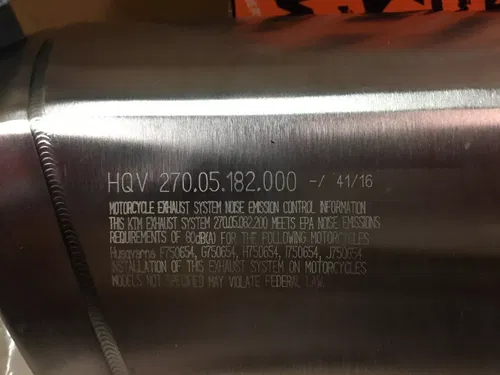 2017-2019 HUSQVARNA 701 S MUFFLER 27005182000