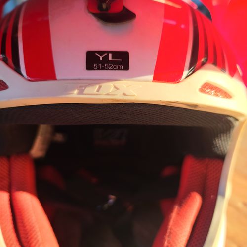 Fox V1 Pilot helmet, youth large, red/wht