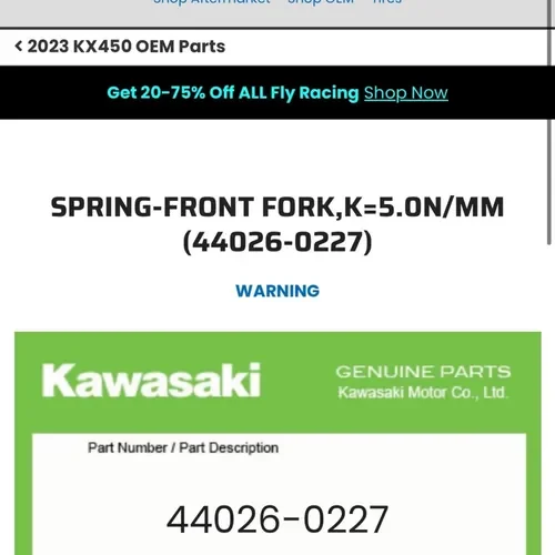 2020 Kx 250 Fork Springs 