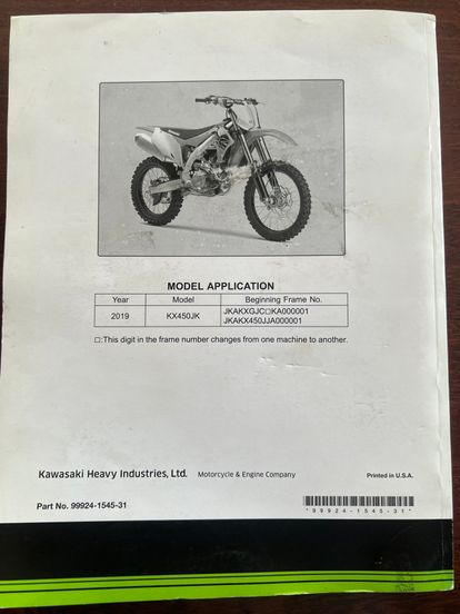 2019-2021 KX450 Service manual