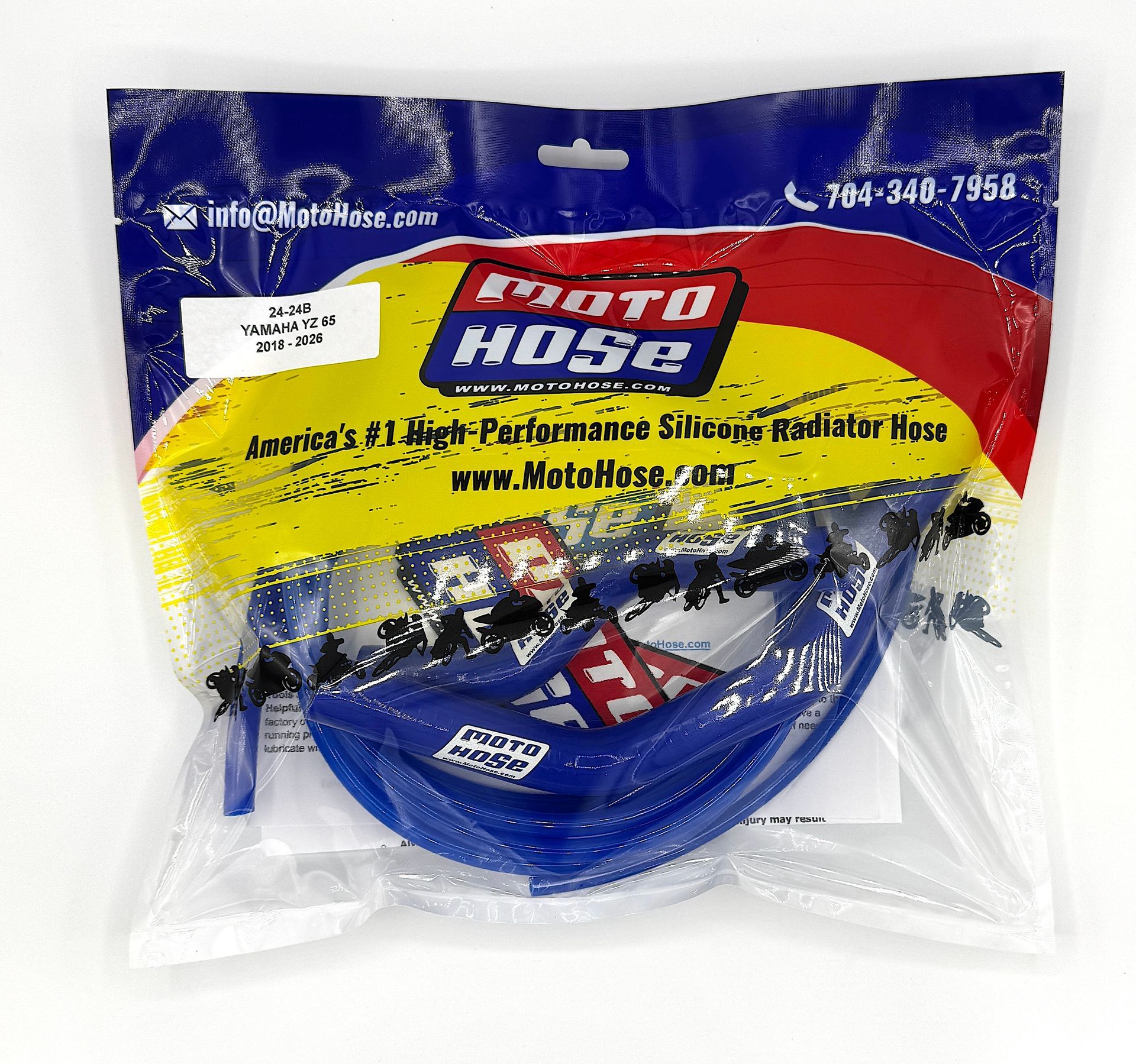 Premium Silicone Radiator Hose Yamaha YZ65 2018 - 2026 Blue 24-24B 