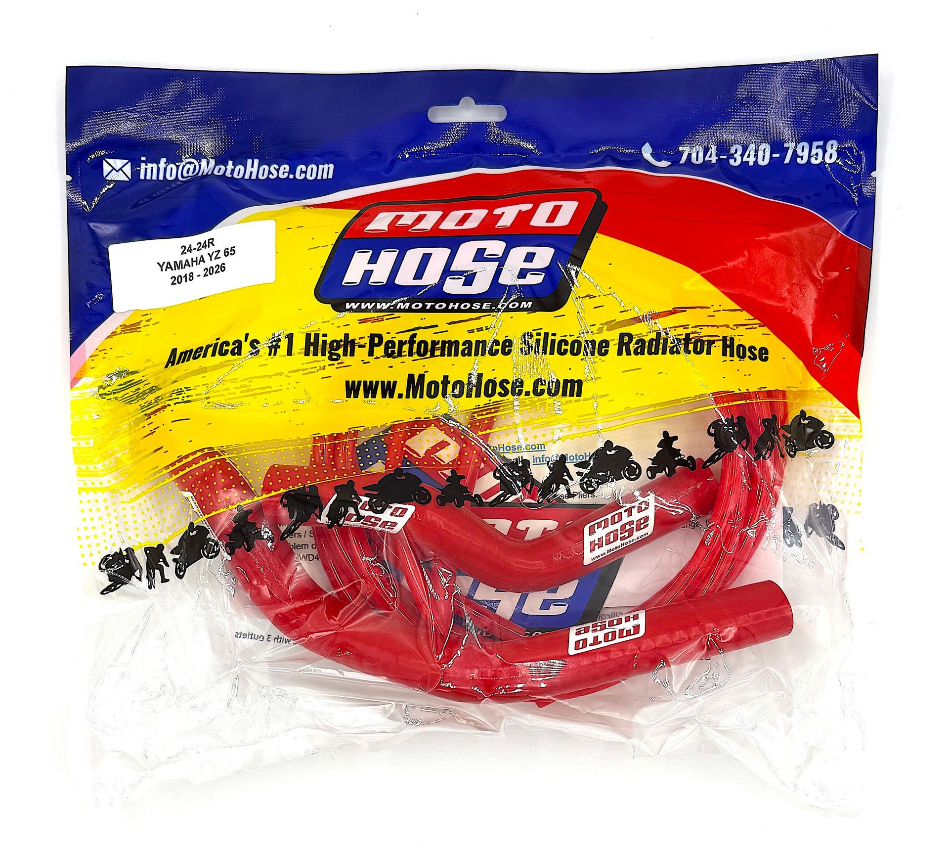 Premium Silicone Radiator Hose Yamaha YZ65 2018 - 2026 Red 24-24R 