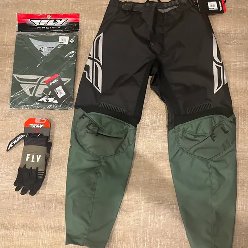 Fly Racing F-16 Olive Green/Black Pants/Jesey/Gloves 