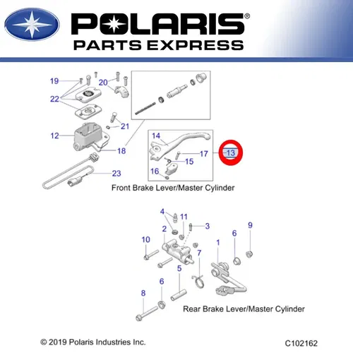 NEW GENUINE POLARIS 2021 OUTLAW 70 FRONT BRAKE LEVER W/PARKING LATCH 2208179 OEM