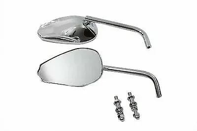 Chrome Teardrop Mirror Set with Round Stems for Harley Davidson by V-Twin