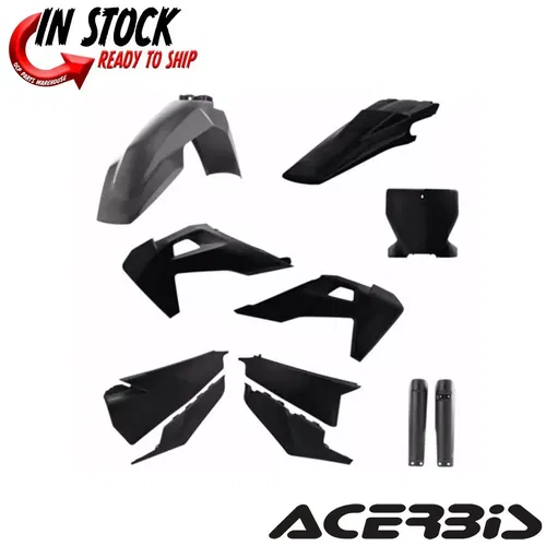 ACERBIS FULL PLASTIC FENDER KIT BLACK HUSQVARNA 19-22 TC250 TC125 FC450 FC350