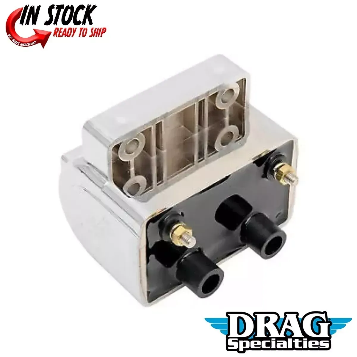 Drag Specialties 2102-0220 Chrome 5 ohm Points Type Dual-Fire Ignition Coil