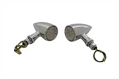 LED Bullet Marker Lamp Set Chrome for Harley Davidson by V-Twin