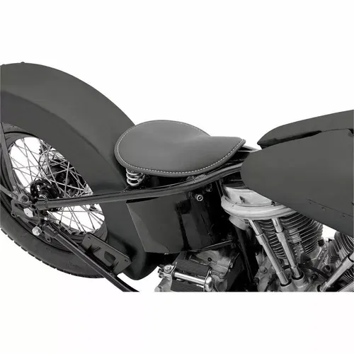 Drag Specialties Black Leather Low Profile Small Solo Seat Harley Bobber Chopper