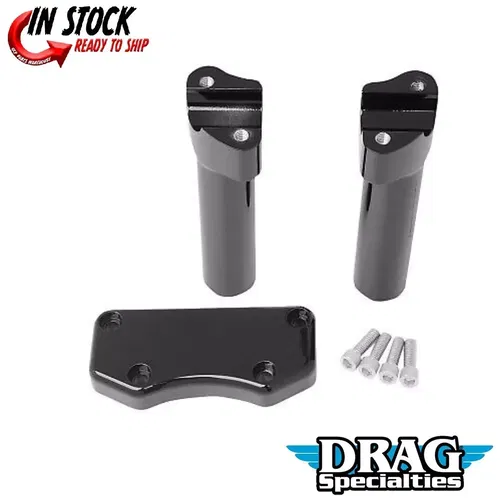 Drag Specialties 0602-0593 Black 6" Handlebar Riser Top Clamp Kit for 1" harley