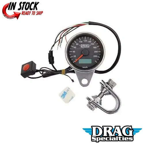 Drag Specialties Programmable Mini Electronic Speedometer in KPH / KMH 2210-0326
