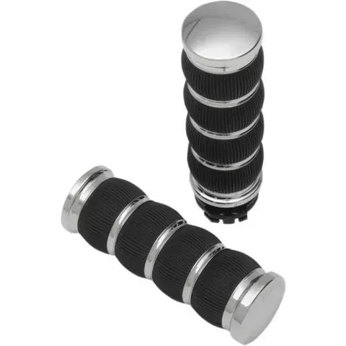 Arlen Ness 07-312 Chrome Ring Leader Grips For Harley With Dual Cable Throttle