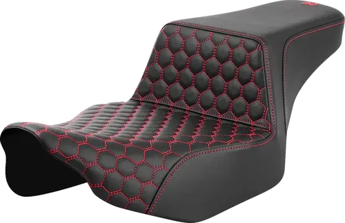 SADDLEMEN Step-Up Fits Seat - Extended Reach - Front Honeycomb - Red Stitch - FL