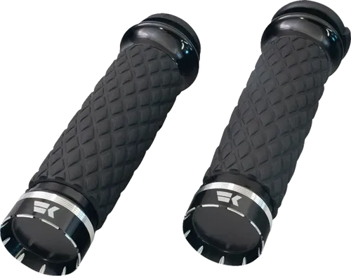 KHROME WERKS Fits Tracer Grips - Custom Contour - Diamond - Black 500320