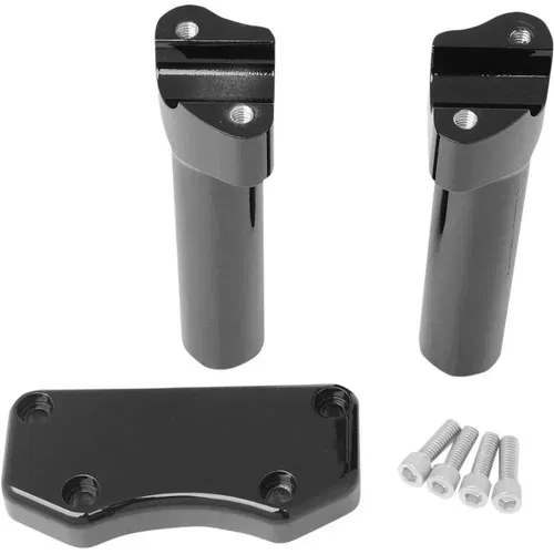 Drag Specialties Black 4" Tall Handlebar Risers Top Clamp Kit for Harley