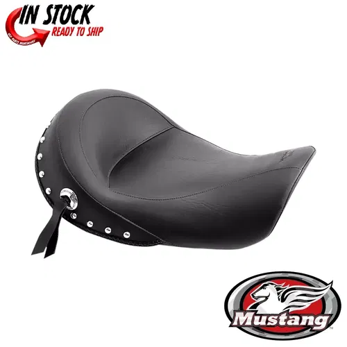 Mustang Chrome Studded Driver Solo Seat for Harley Dyna Models 96-03 0803-0299