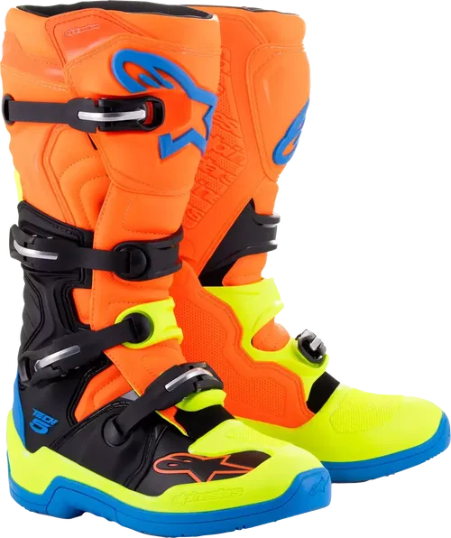 Alpinestars Tech 5 Boots MOTOCROSS 6 Blue/Orange/Yellow Fluo