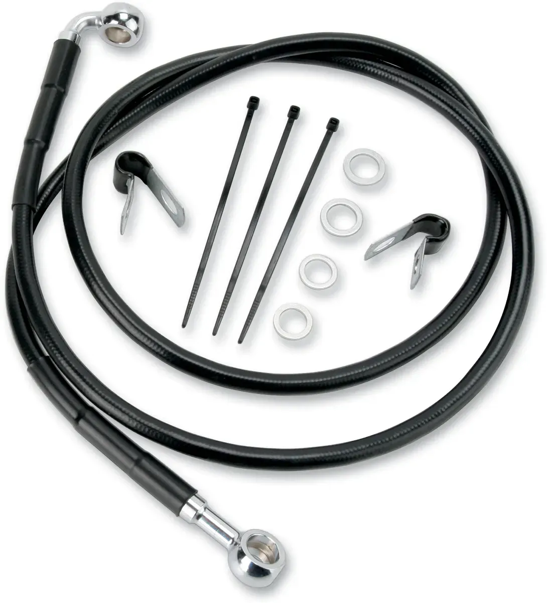DRAG SPECIALTIES Brake Line - Front - Black - Fits +8" 640115-8BLK