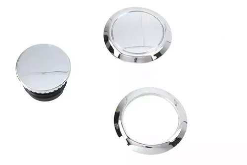 Flush Mount Gas Cap & Left Side Tank Cap Kit Chrome fits Harley Davidson