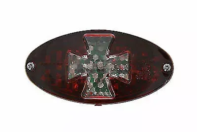 Oval Tail Lamp with Maltese Inset Red for Harley Davidson by V-Twin