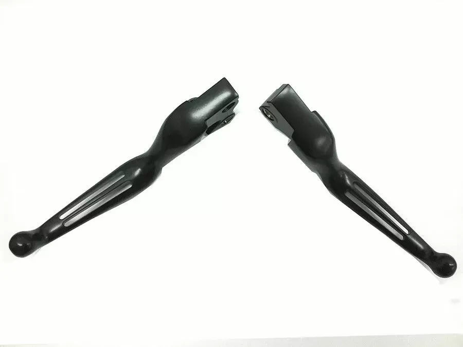 Black Slotted Hand Lever Set for Harley Davidson by V-Twin