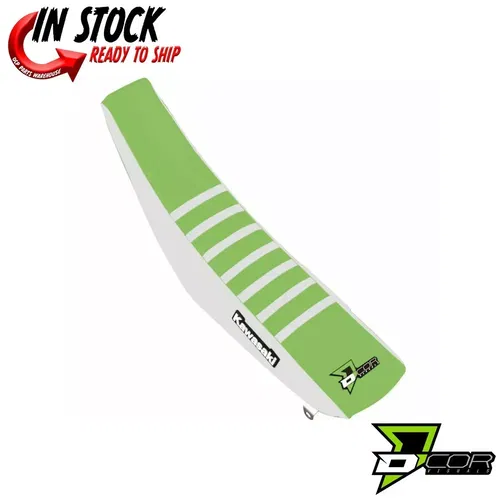 D'COR Seat Cover  White/Green/White Kawasaki KX250 2021 KX450 19-21