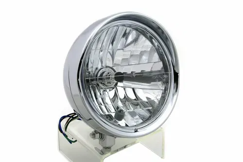 6-1/2" Round Headlamp Steel Chrome for Harley Davidson by V-Twin