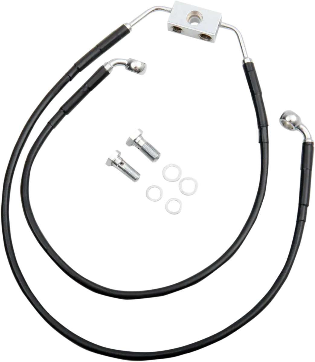 DRAG SPECIALTIES Brake Line - Front - Black - Fits +6"- FXDWG '12-'17