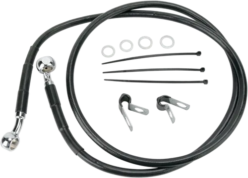 DRAG SPECIALTIES Brake Line - Front - Black - Fits +2" 640113-2BLK